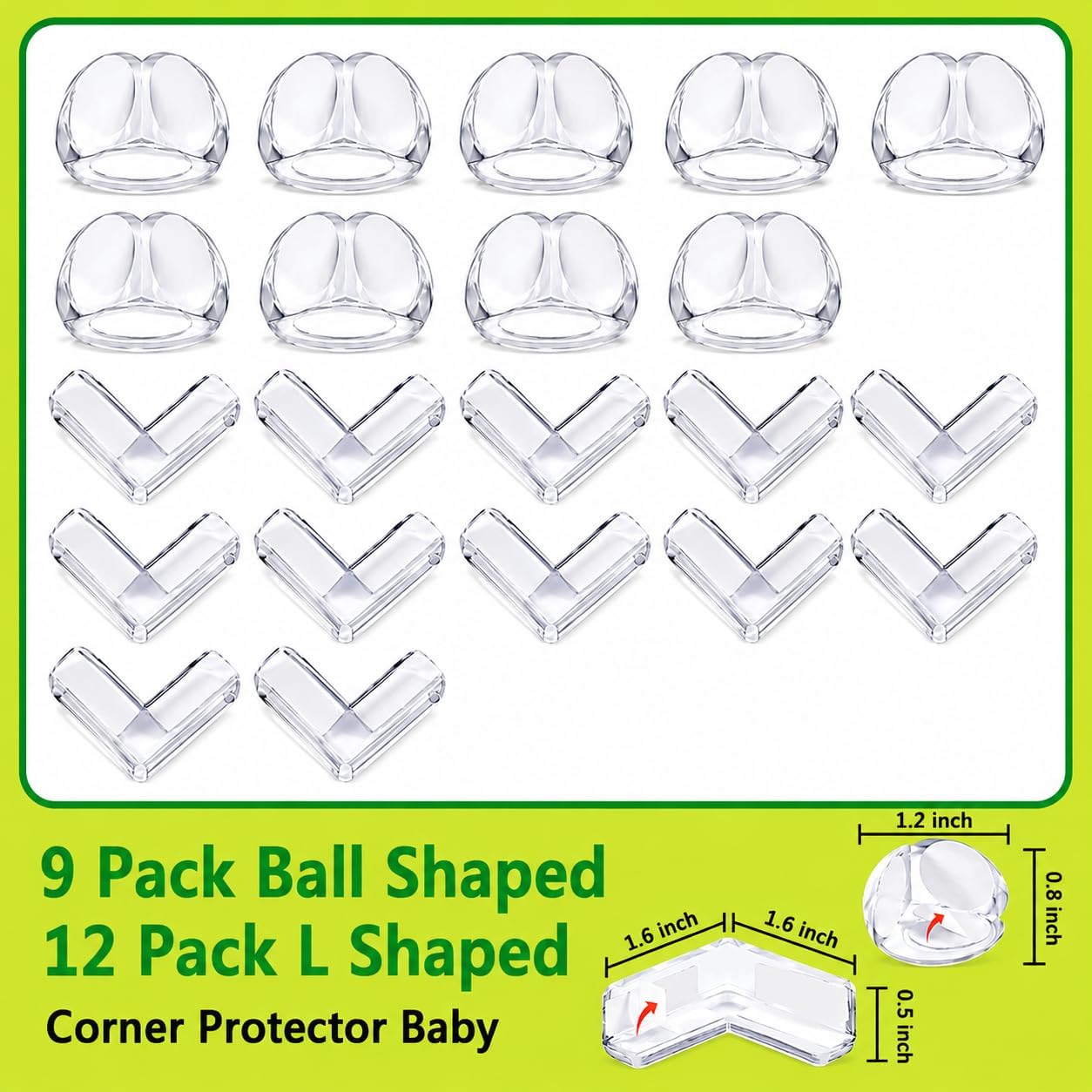 Avigers 21-Piece Clear Corner Protectors for Baby Proofing - 9 Round and 12 L-Shaped: image 2