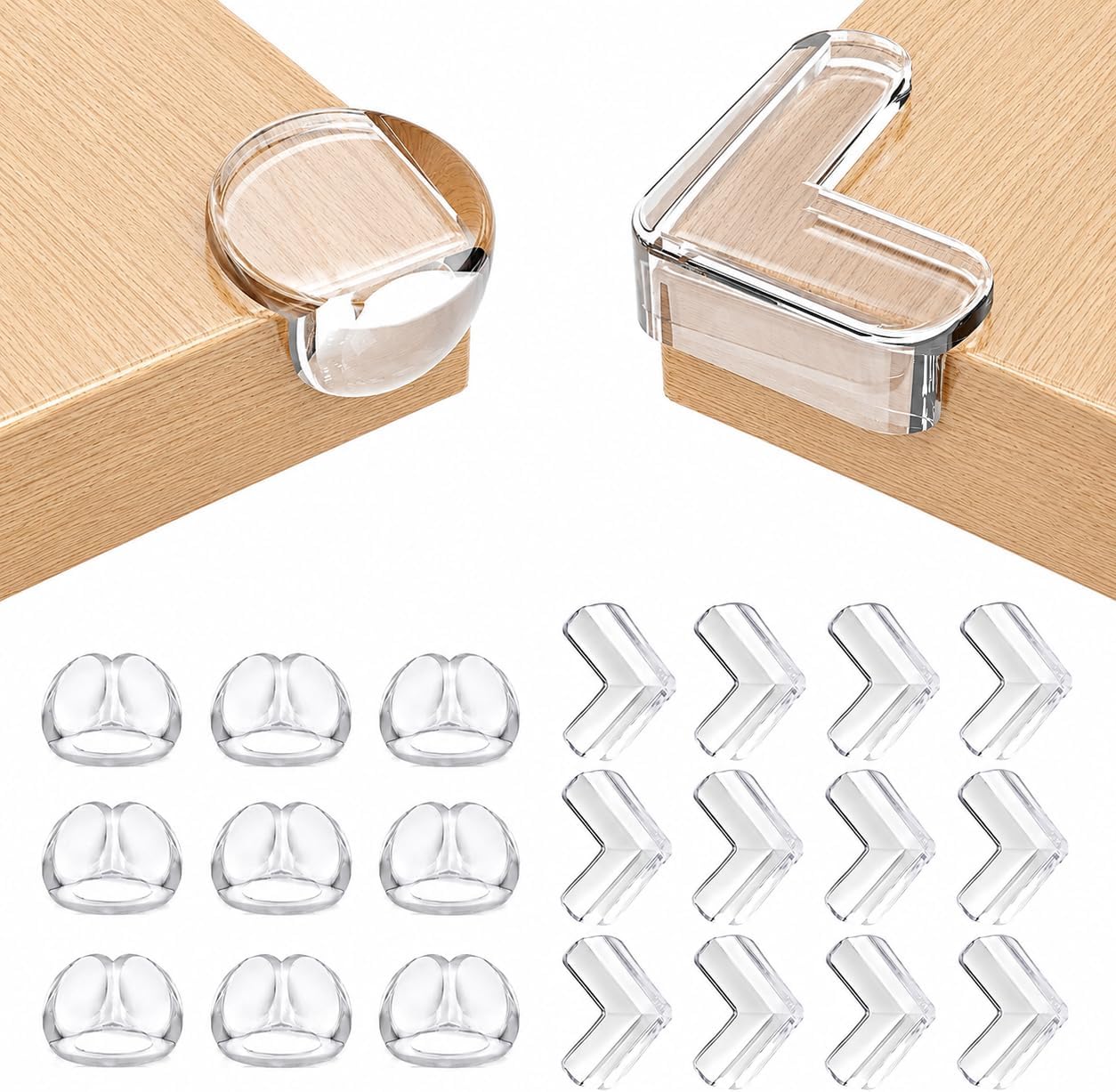 Avigers 21-Piece Clear Corner Protectors for Baby Proofing - 9 Round and 12 L-Shaped