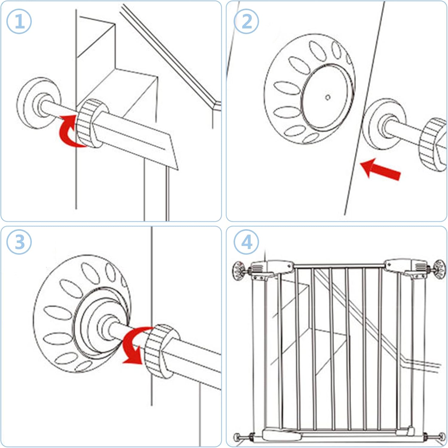 Baby Gate Wall Protector Set, 4 Packs Stair Gate Extension Wall Saver - White: image 5