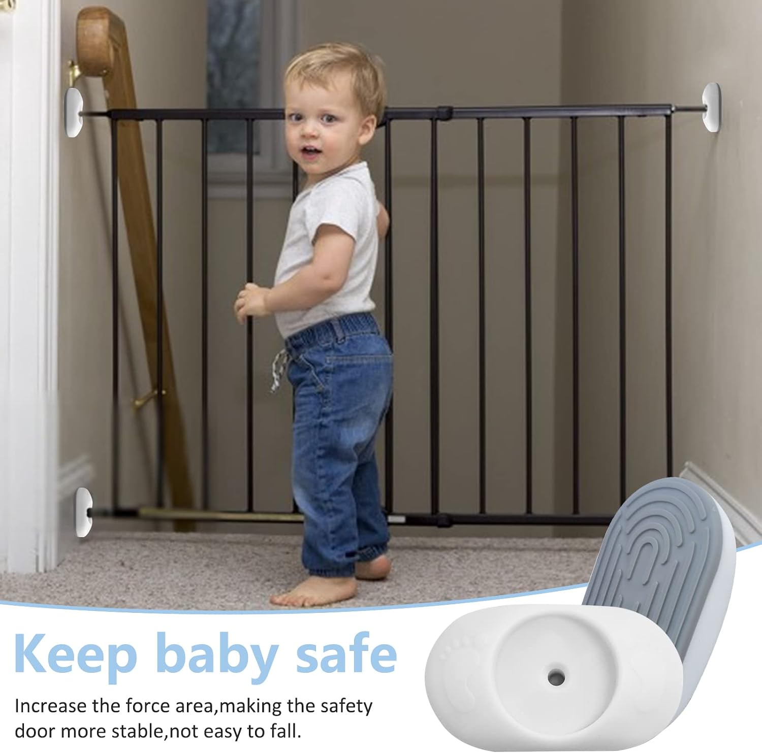 Baby Gate Wall Protector Set, 4 Packs Stair Gate Extension Wall Saver - White: image 6