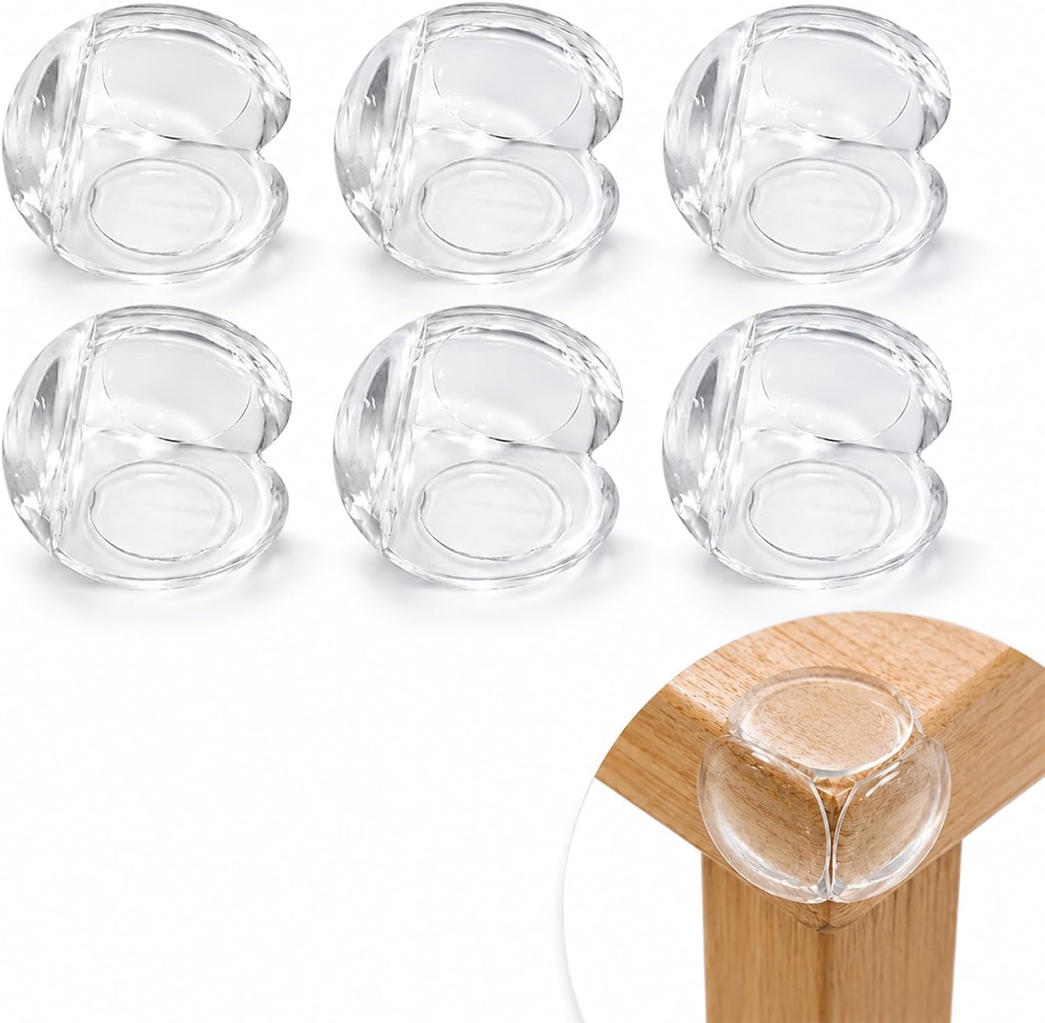Baby Proofing Corner Protectors, 6 Pack Clear Ball-Shaped Silicone Furniture Table Edge