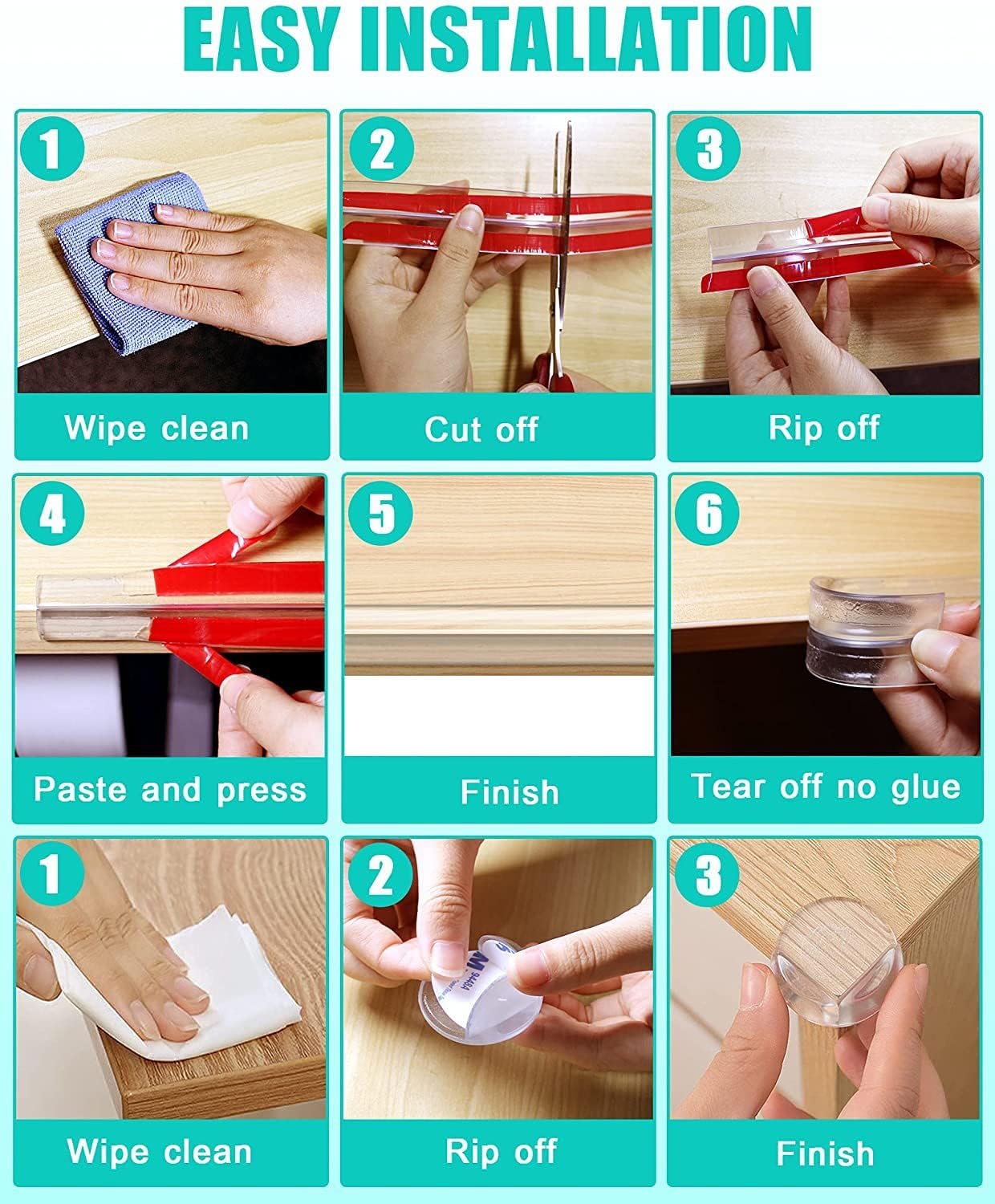 Clear Edge Protector Strip with 4 Corner Protectors, Baby Proofing Kit for Furniture: image 4
