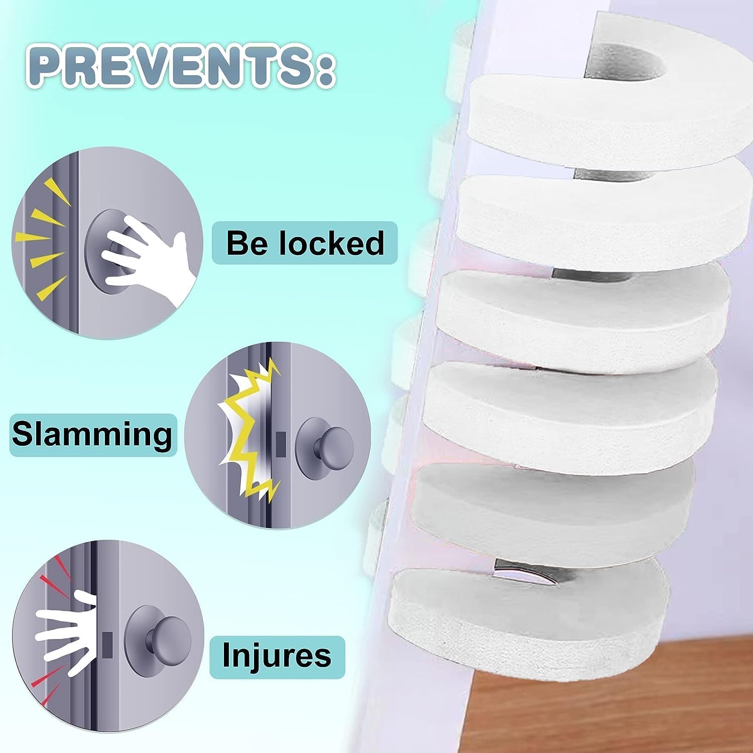 BYETOO Door Pinch Guard 6 Pack, 1.5cm Baby Proof Door Slam Stopper, Soft Foam Finger Guard: image 3