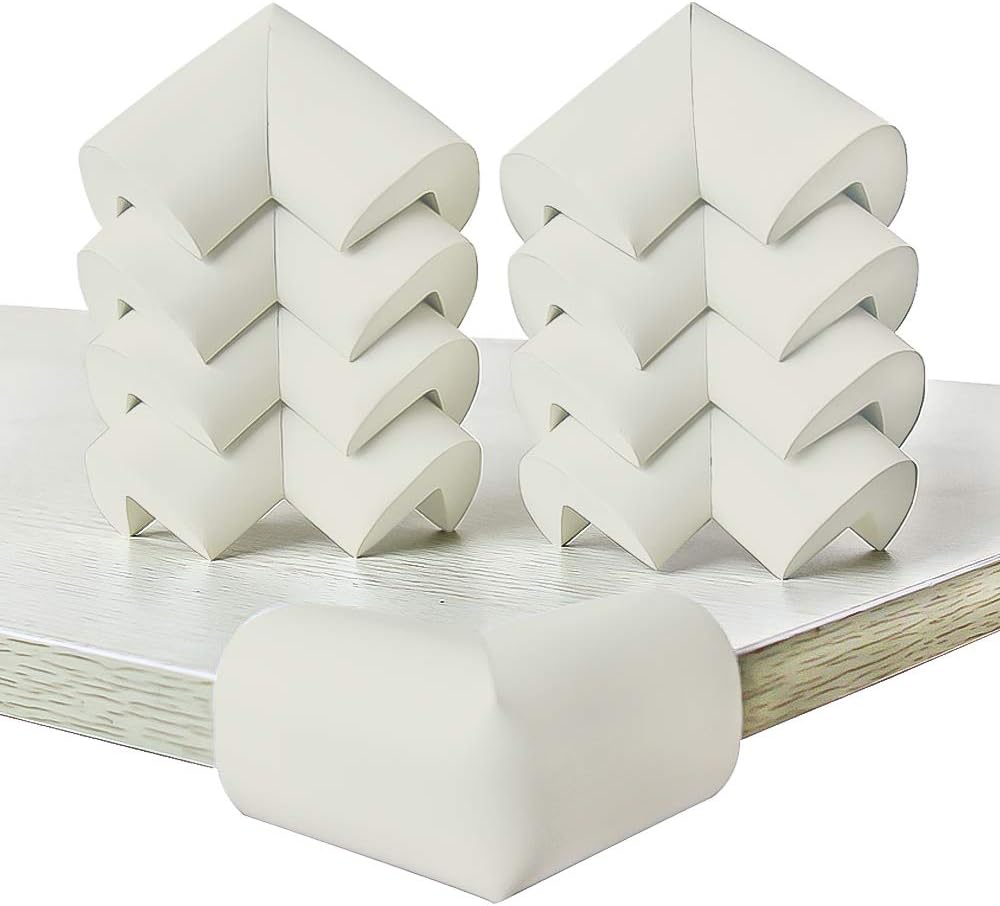 Fozobaiy Foam Baby Corner Protectors, Milky White, 10 Corner Pads, Heavy Duty Pre-Taped