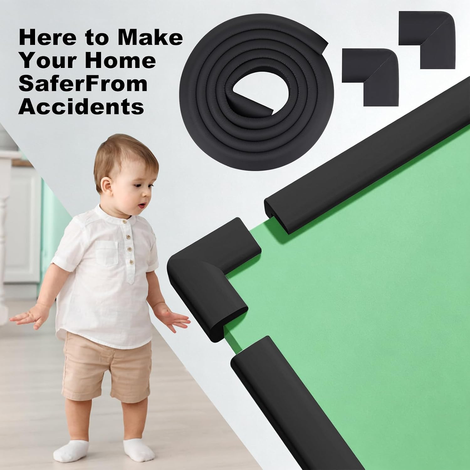 Baby Safety Edge Corner Guards Protector Set, 2M Edge Protector & 4 Corner Guards, Foam: image 3