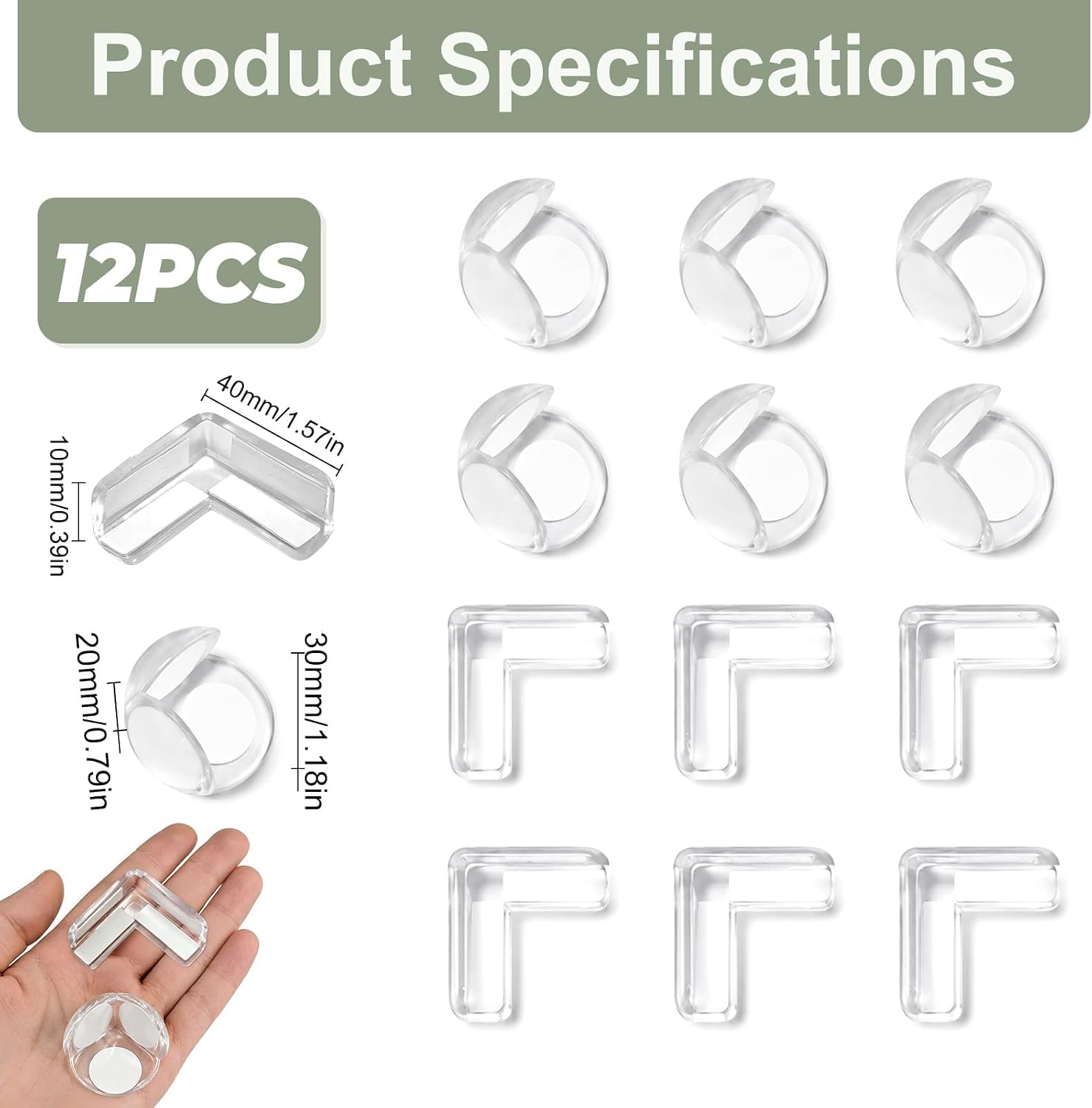 Corner Protectors for Kids 12 Pcs, Baby Proofing Edge Protector with Invisible and: image 3