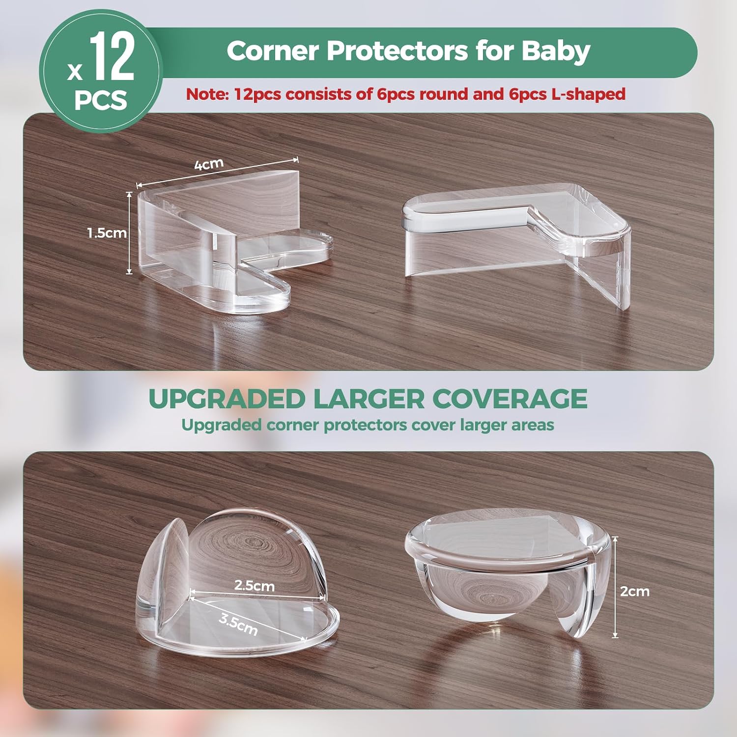 Peakally Corner Protectors for Baby Pack of 12, Thick Table Furniture Edge Protectors - 6: image 4