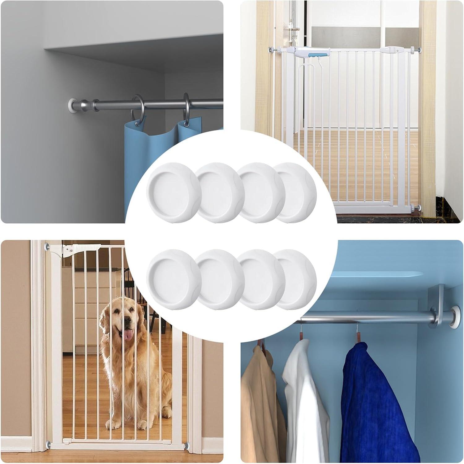 Oiieco 8Pcs Silicone Baby Gate Wall Protectors, Stair Gate Wall Saver for Pressure: image 7