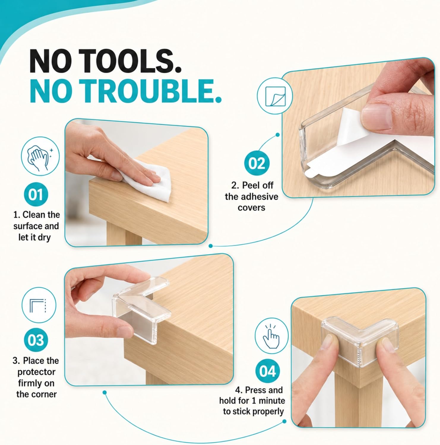 Corner Protectors 12 Pack - Baby Proofing Clear Bumpers, BPA-Free, Non-Toxic with Strong: image 3