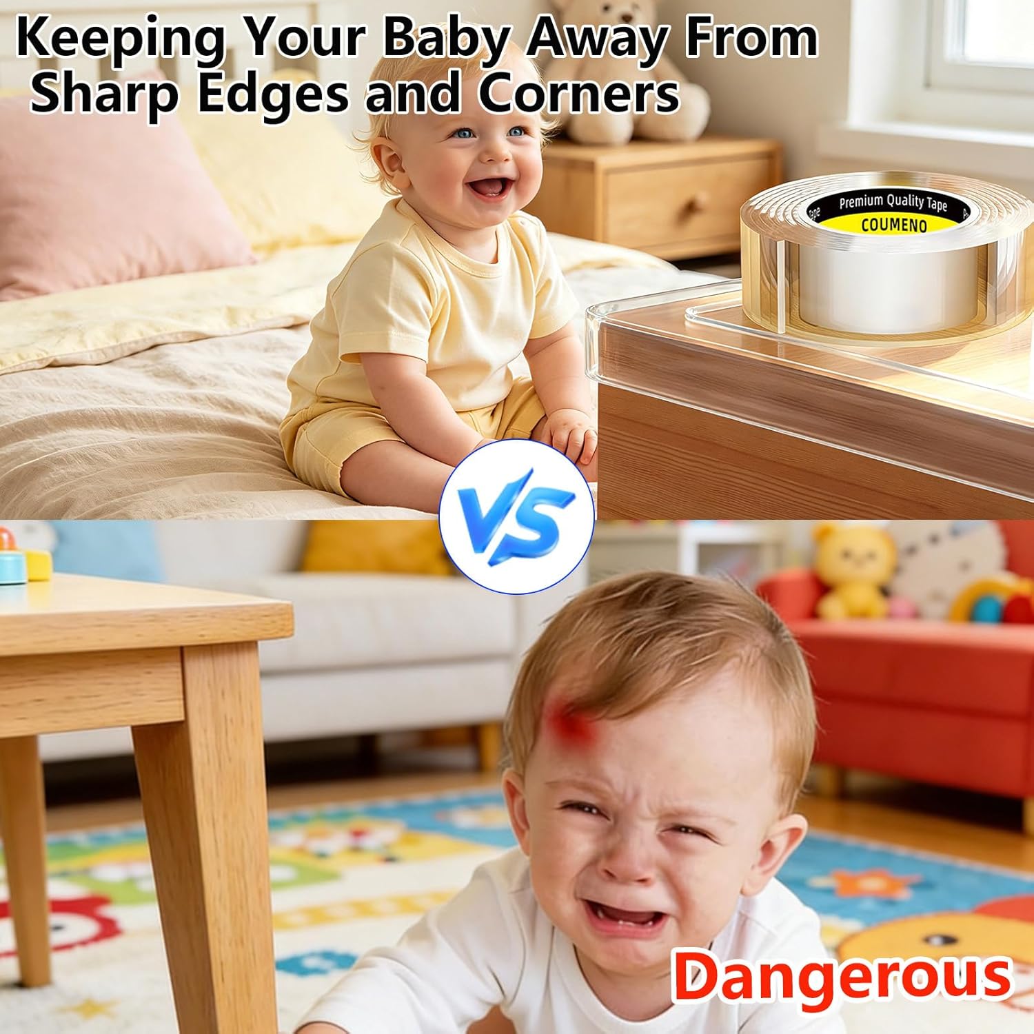 COUMENO Baby Corner Protectors, 50mm x 1m Clear Edge Protector Strip, 2mm Thick Soft: image 6