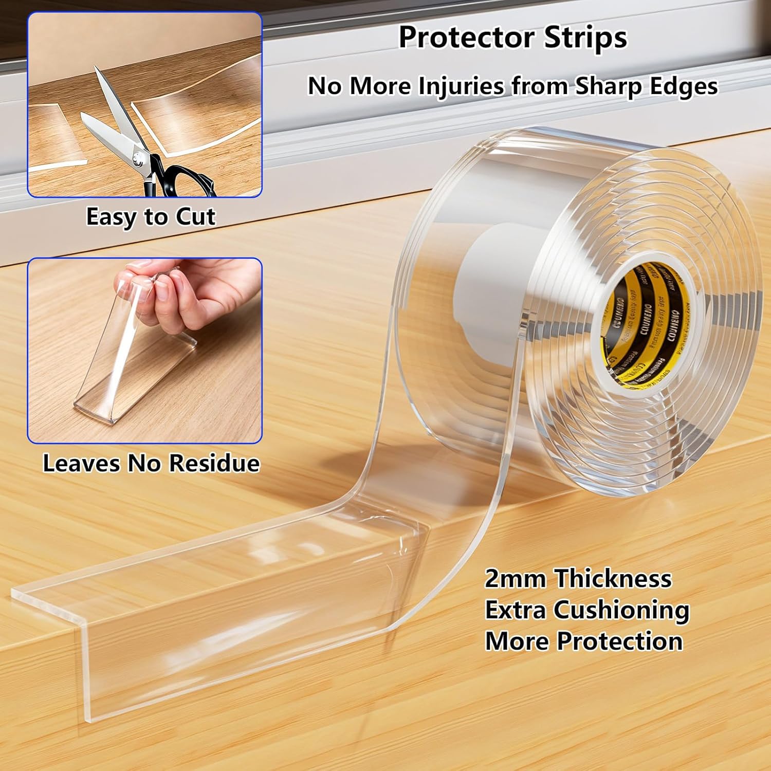 COUMENO Baby Corner Protectors, 50mm x 1m Clear Edge Protector Strip, 2mm Thick Soft: image 7