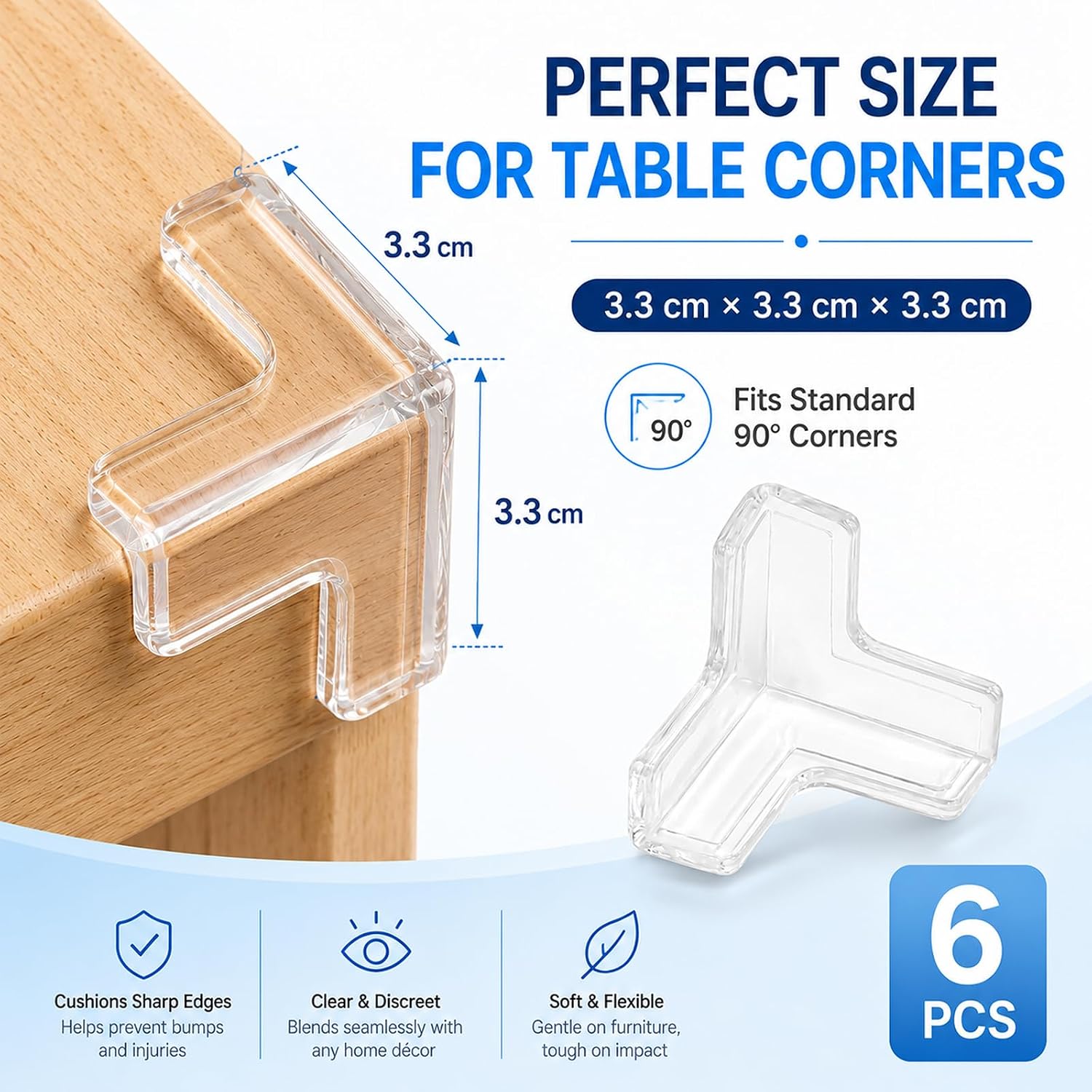 Baby Proofing Corner Protectors, 6 Pack Upgraded T-Shaped Clear Silicone Furniture Corner: image 2