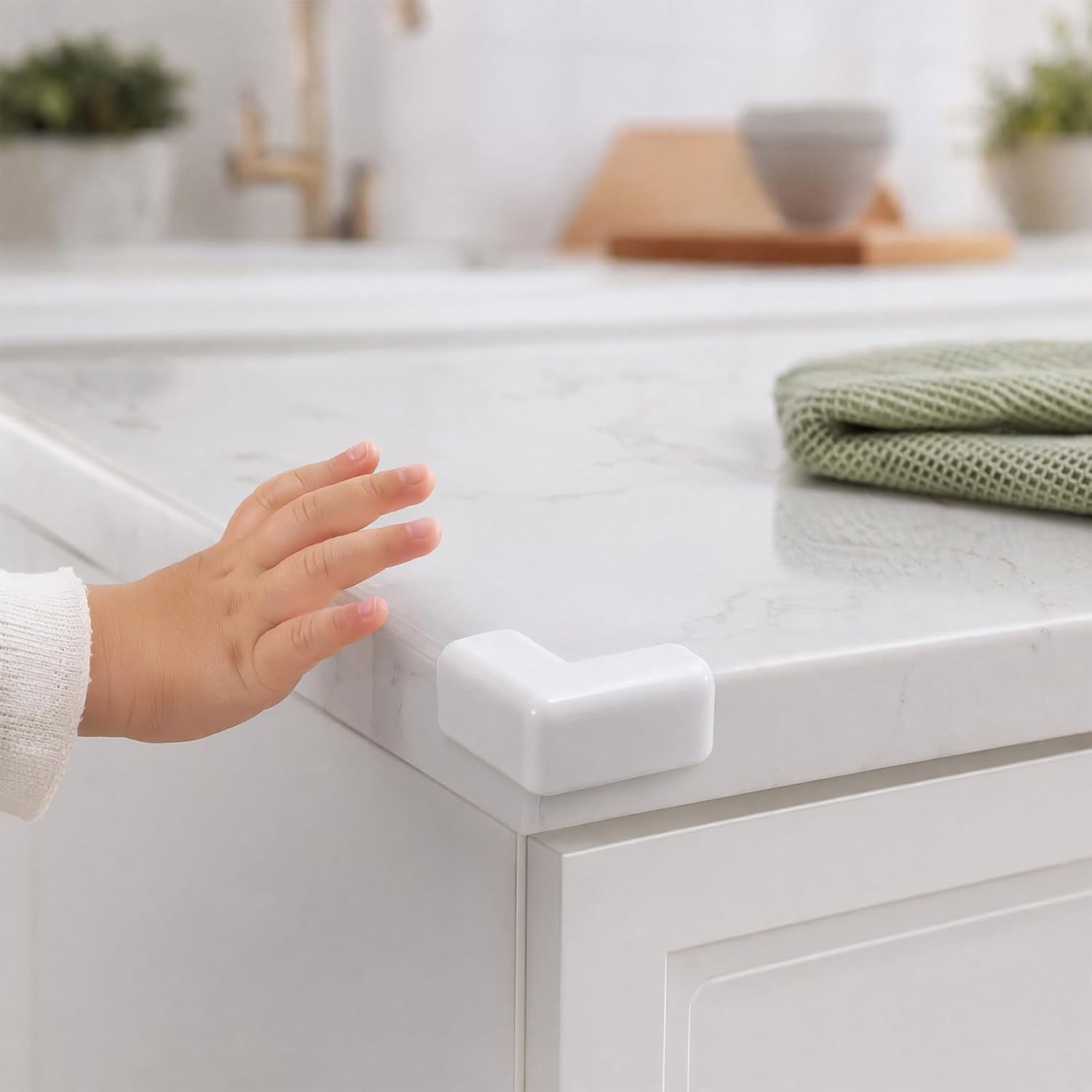 White Corner Protectors for Kids and Baby Proofing, 4-Pack Self-Adhesive Rubber Edge: image 6