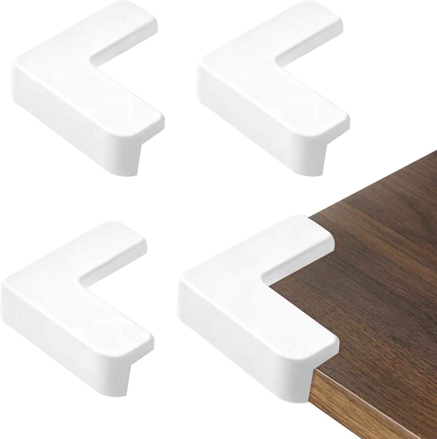 4 Pack Corner Protectors, White Silicone Edge Guards, Self-Adhesive Shock-Absorbing