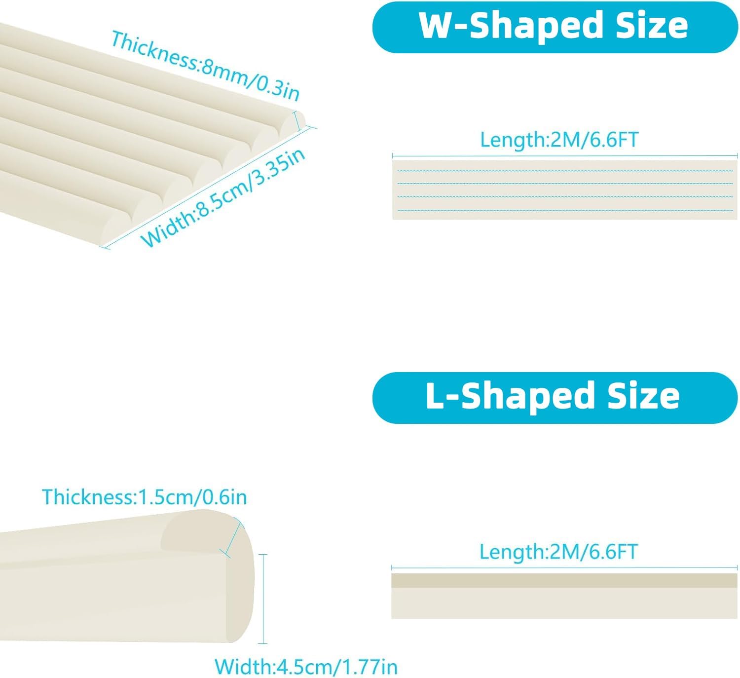ZOMPAGO 2m Edge & Corner Protectors, Anti-Collision Foam Bumper Strip, L-Shaped - Off: image 2