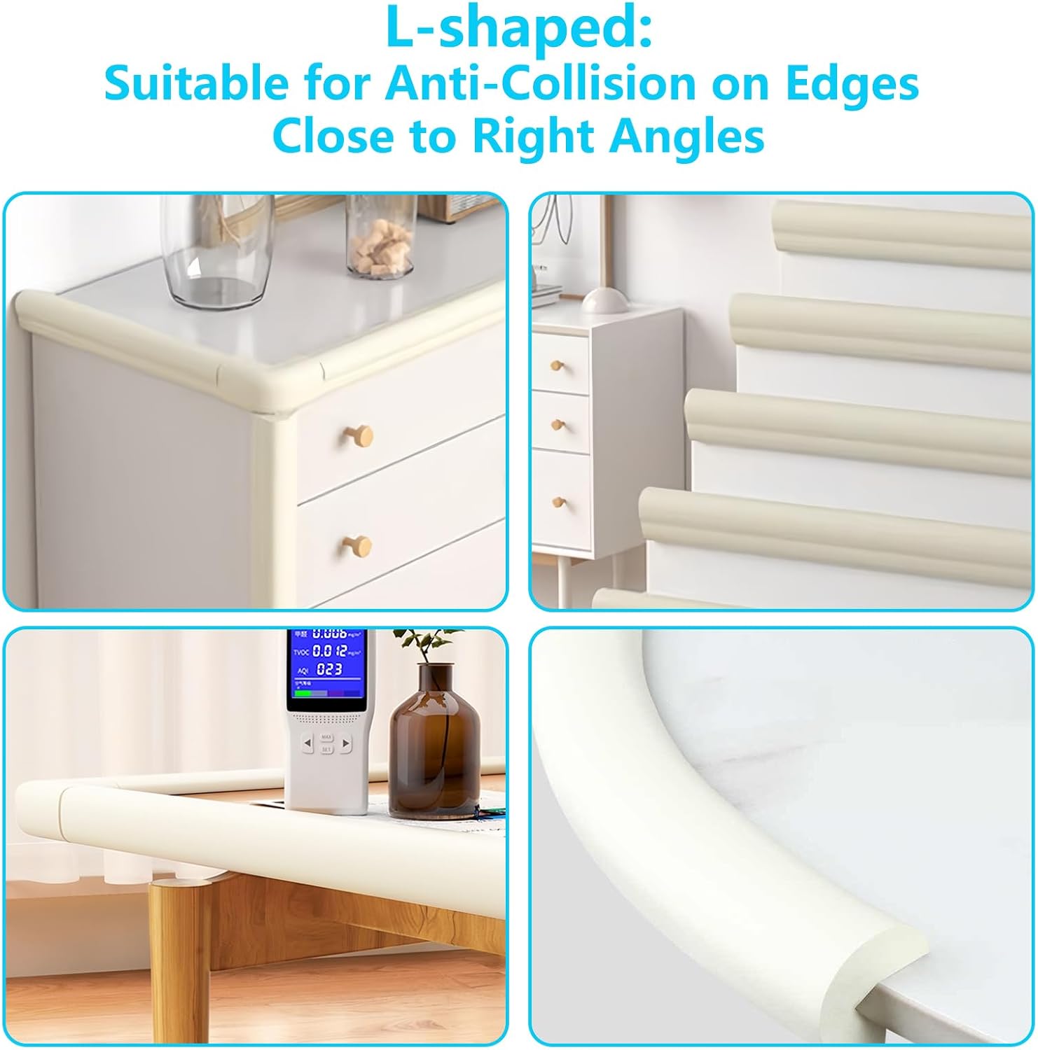 ZOMPAGO 2m Edge & Corner Protectors, Anti-Collision Foam Bumper Strip, L-Shaped - Off: image 7